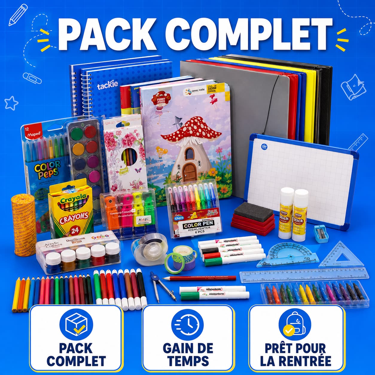 Pack Fournitures Scolaires Complet – Plus de 60 Articles