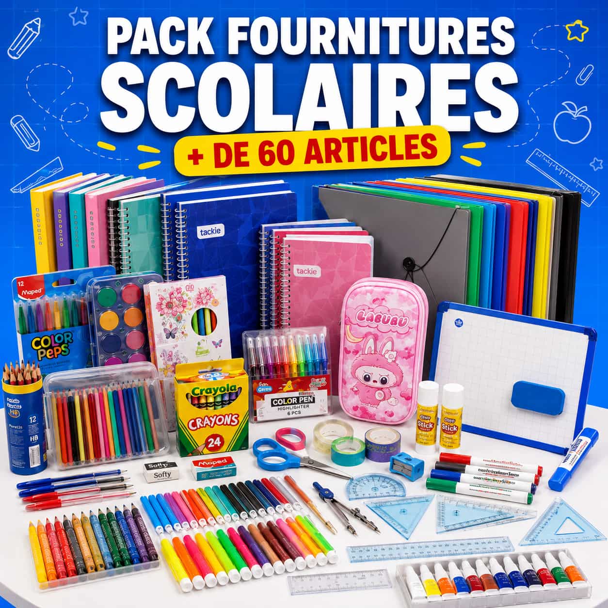 Pack Fournitures Scolaires Complet – Plus de 60 Articles