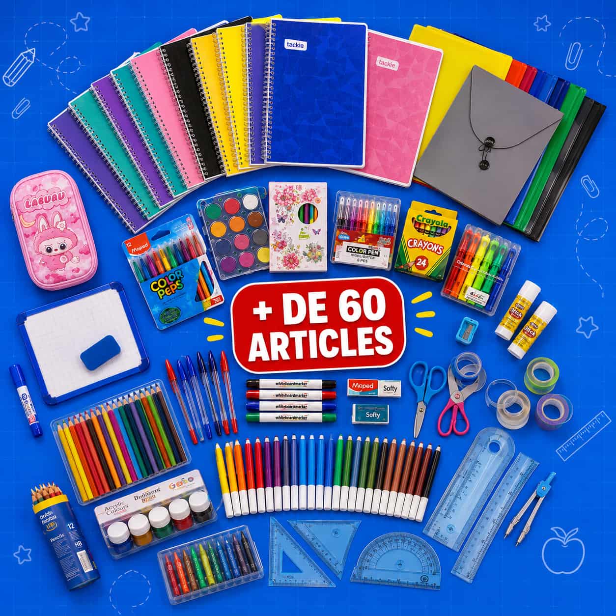 Pack Fournitures Scolaires Complet – Plus de 60 Articles